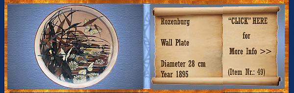 Nr.: 49, On offer decorative pottery of Rozenburg	, Description: Plateel Plate, Diameter 28 cm , Period: Year 1895, Decorator : Unknown, 
